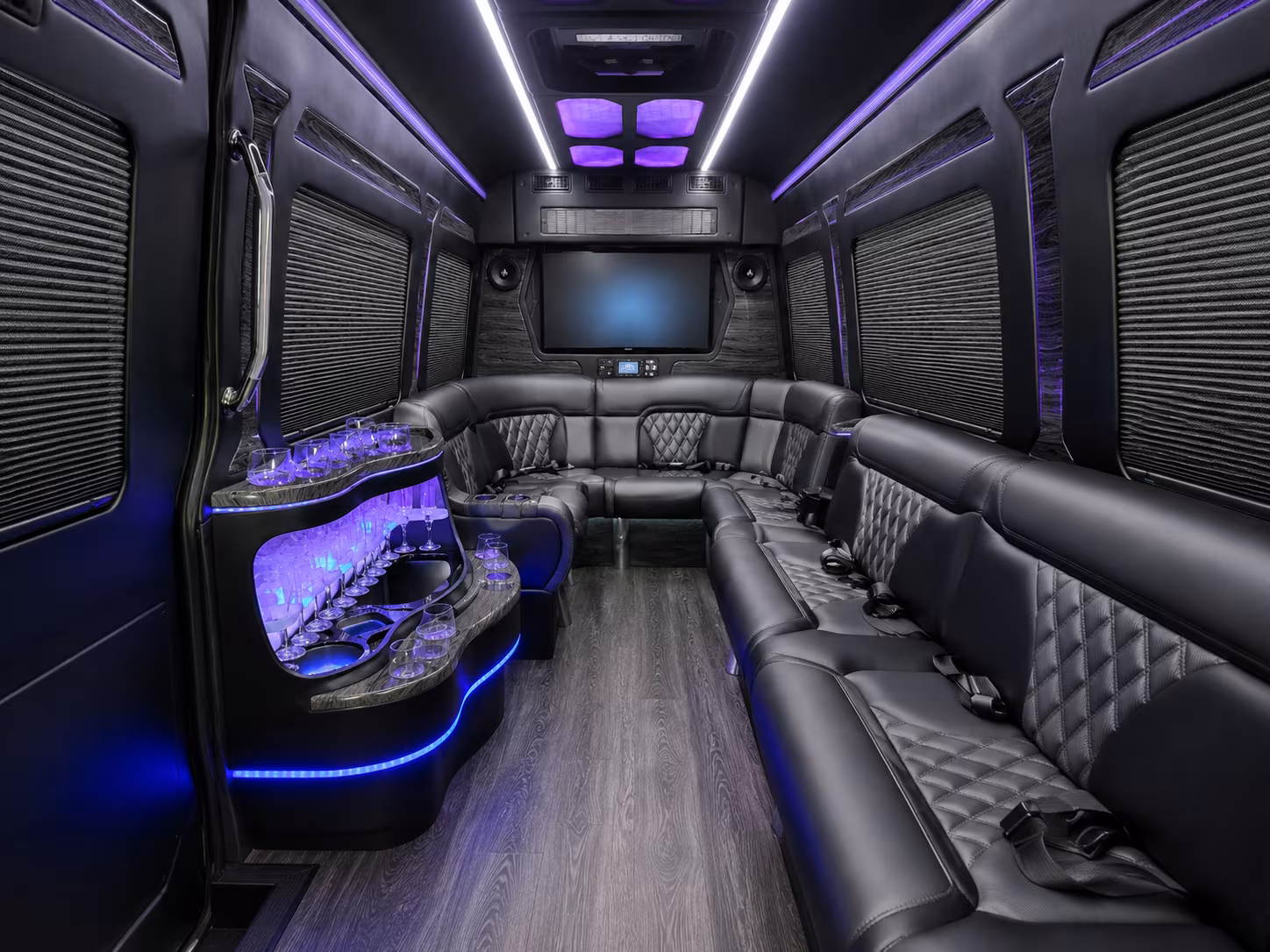 bellingham 40 passenger party bus interior